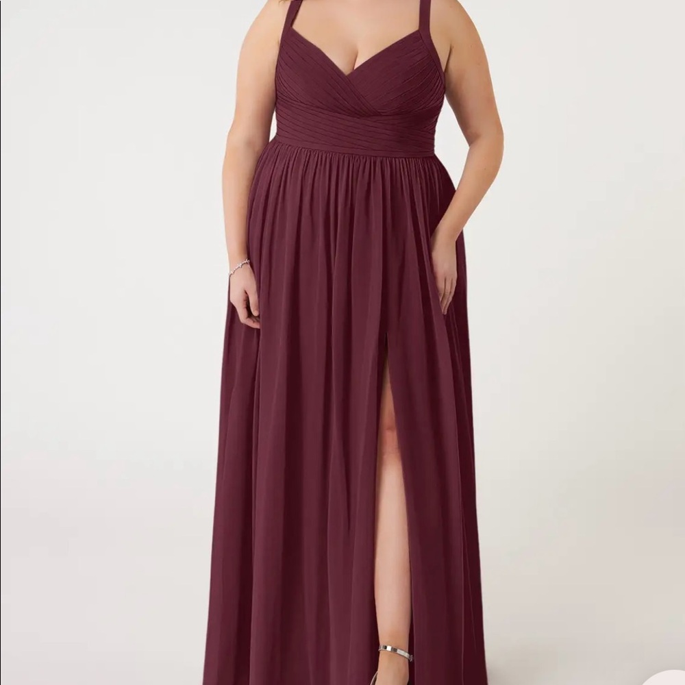 Azazie Cabernet A-Line Pleated Chiffon Dress